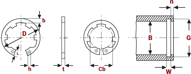 Internal Circlips with Increased Abutment diagram