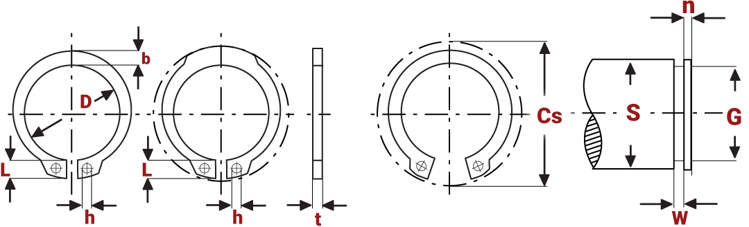 Standard External Circlips Diagram