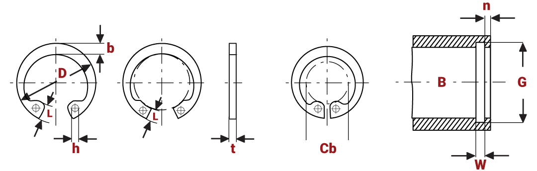 Standard Internal Circlips Metric diagram